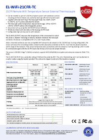 Thumbnail of document Data Sheet - EL-WiFi-21CFR-TC 21CFR WiFi Thermocouple Data Logger